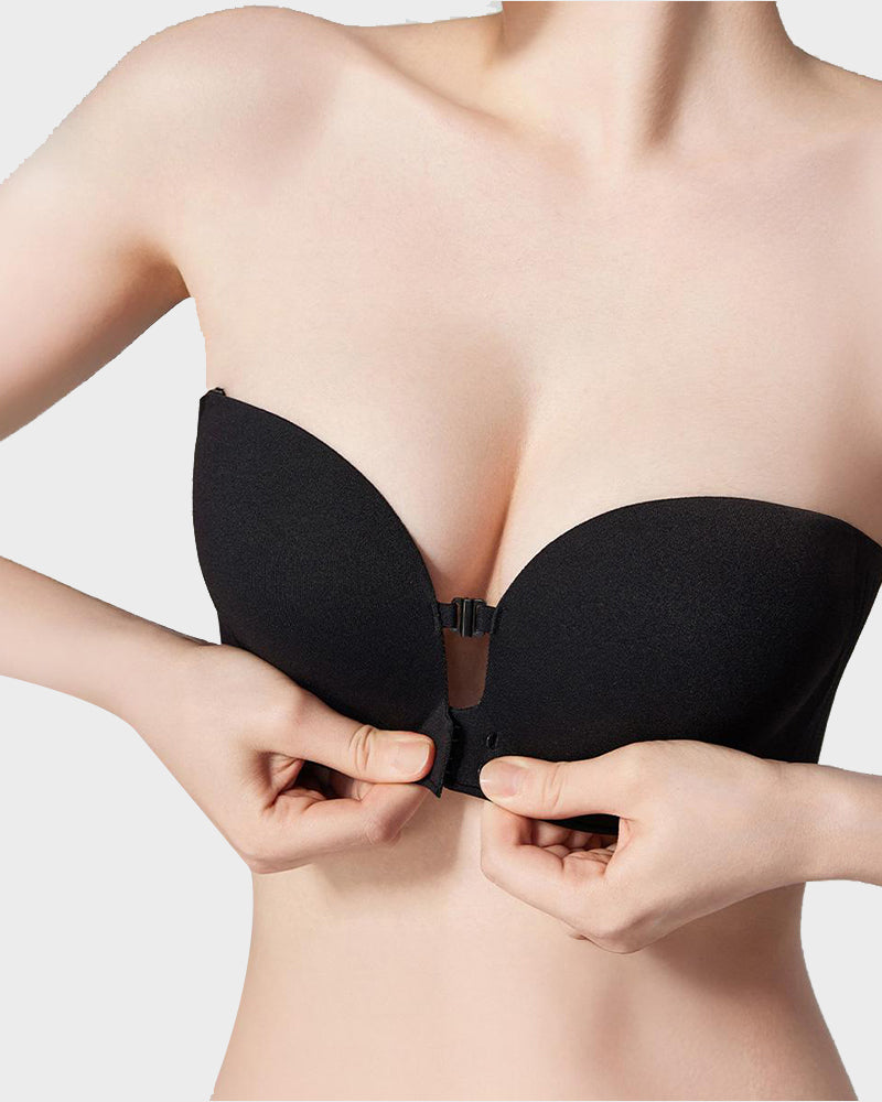 Strapless Front Closure Wireless Push-Up Bra