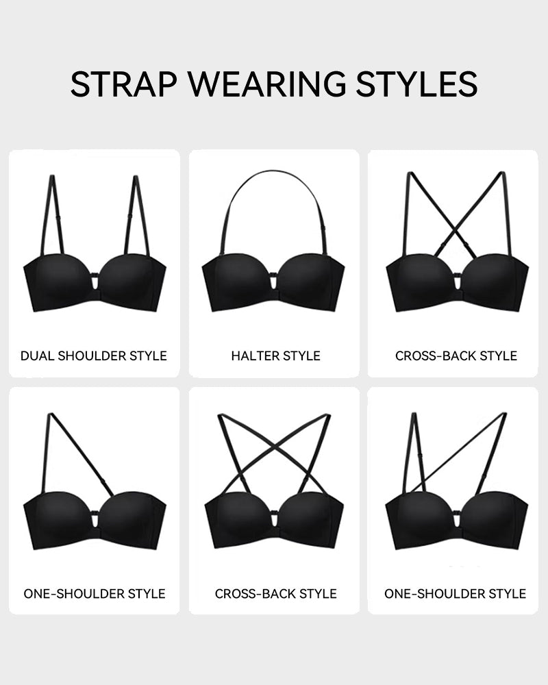 Strapless Front Closure Wireless Push-Up Bra