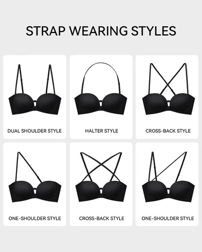 Strapless Front Closure Wireless Push-Up Bra