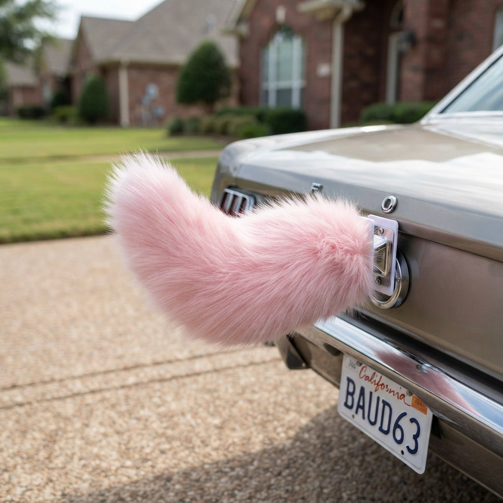 Electric Cat Tail for Car Decoration, Remote-Controlled Wagging Plush Tail for Car