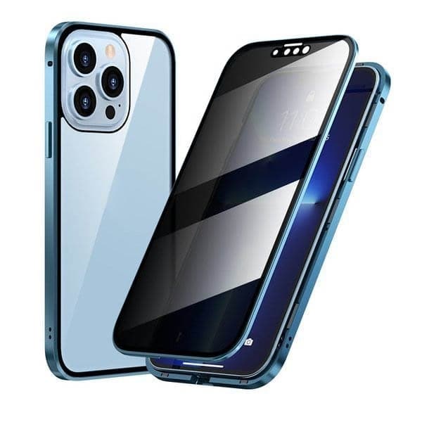 Magnetic iPhone case with privacy glass and metal frame