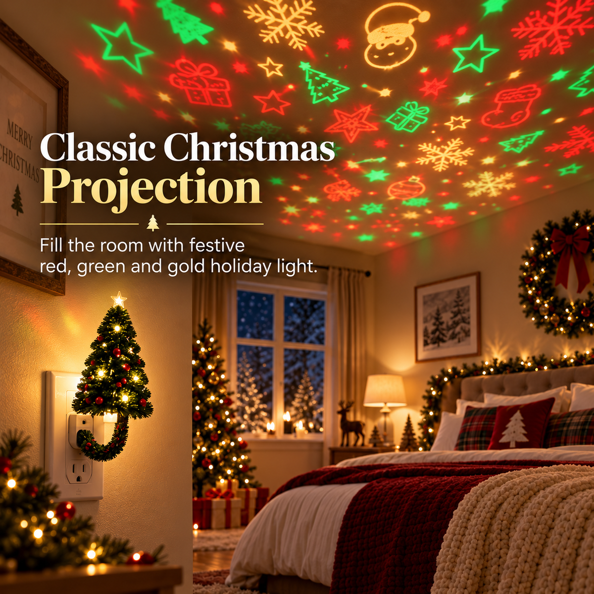 🎄 Christmas Tree Projector Night Light