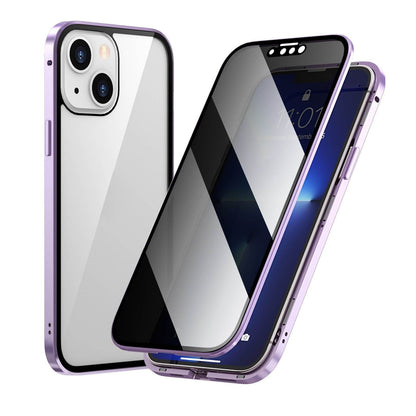 Magnetic iPhone case with privacy glass and metal frame