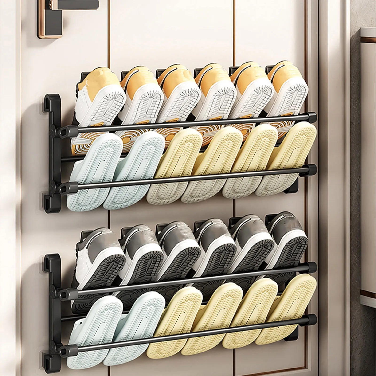 Fold-Flat Wall-Mounted Shoe Rack