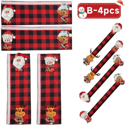 Christmas Refrigerator Handle Covers | Plush Plaid Wraps