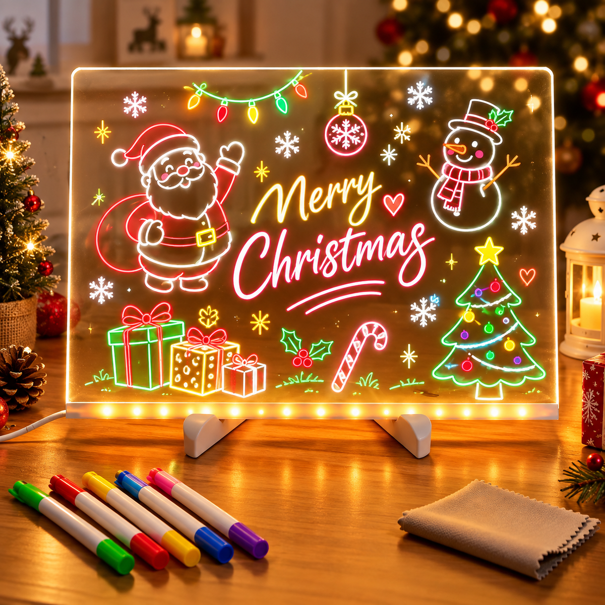 Creative Rewritable Acrylic LED Message Board 🎨 (set come with 7 Pens)