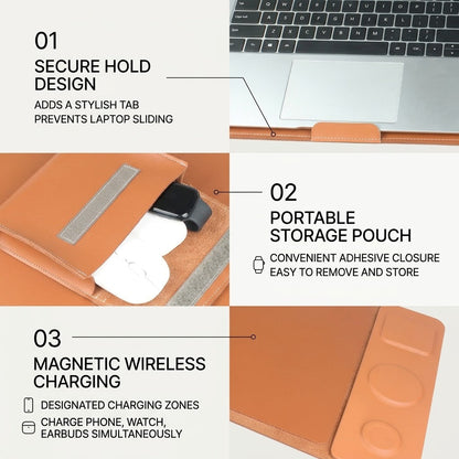 All-In-One Laptop Sleeve | Built-in 15W Wireless Charger, Laptop Stand & Mousepad, Fits up to 16"