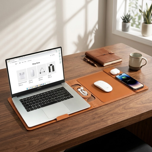 All-In-One Laptop Sleeve | Built-in 15W Wireless Charger, Laptop Stand & Mousepad, Fits up to 16"