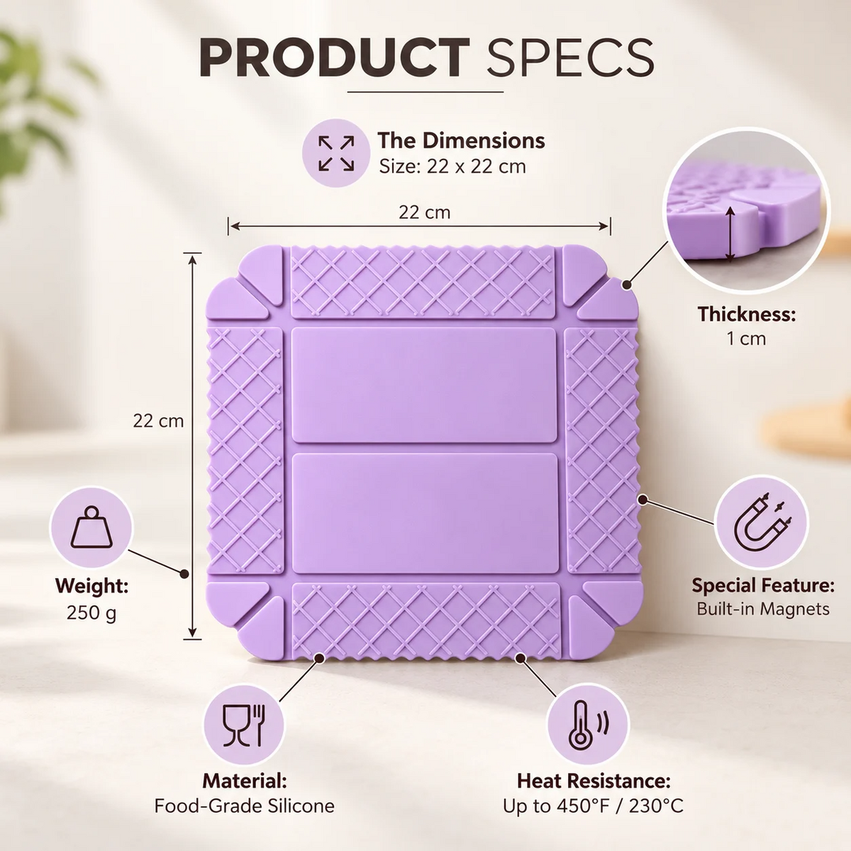 Multi-Purpose Silicone Mat - Food-Grade & Heat-Resistant 🥘