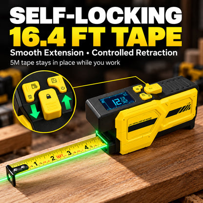 📏 3-in-1 Digital Laser Tape Measure – 16.4 FT Self-Locking Tape with LCD Display & USB-C Charging⚡