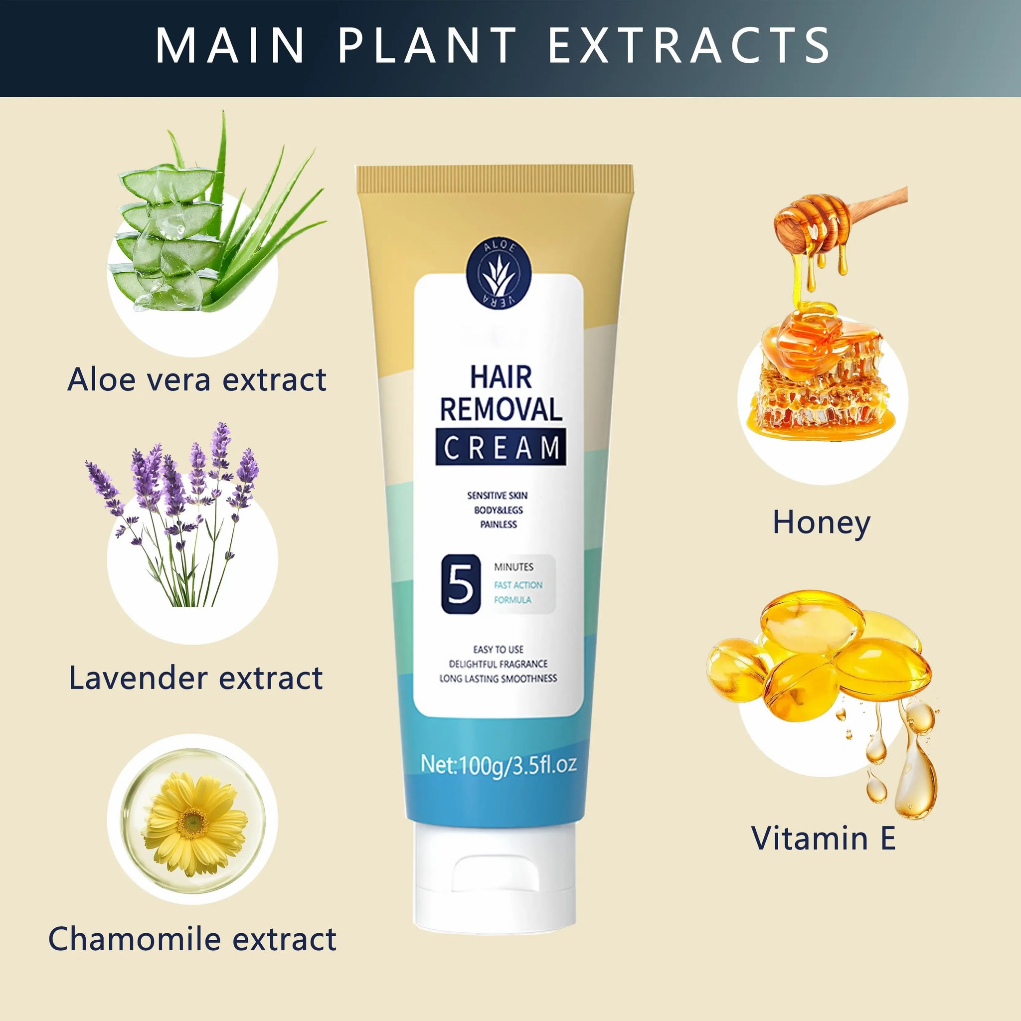 Painless Full Body Hair Removal Cream for Men & Women– Skin-friendly for all areas