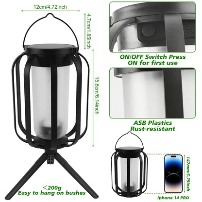 Solar Flame Garden Lantern – Realistic Dancing Flame, Solar & USB Charging
