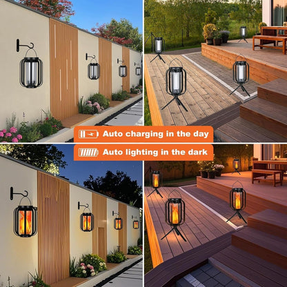 Solar Flame Garden Lantern – Realistic Dancing Flame, Solar & USB Charging