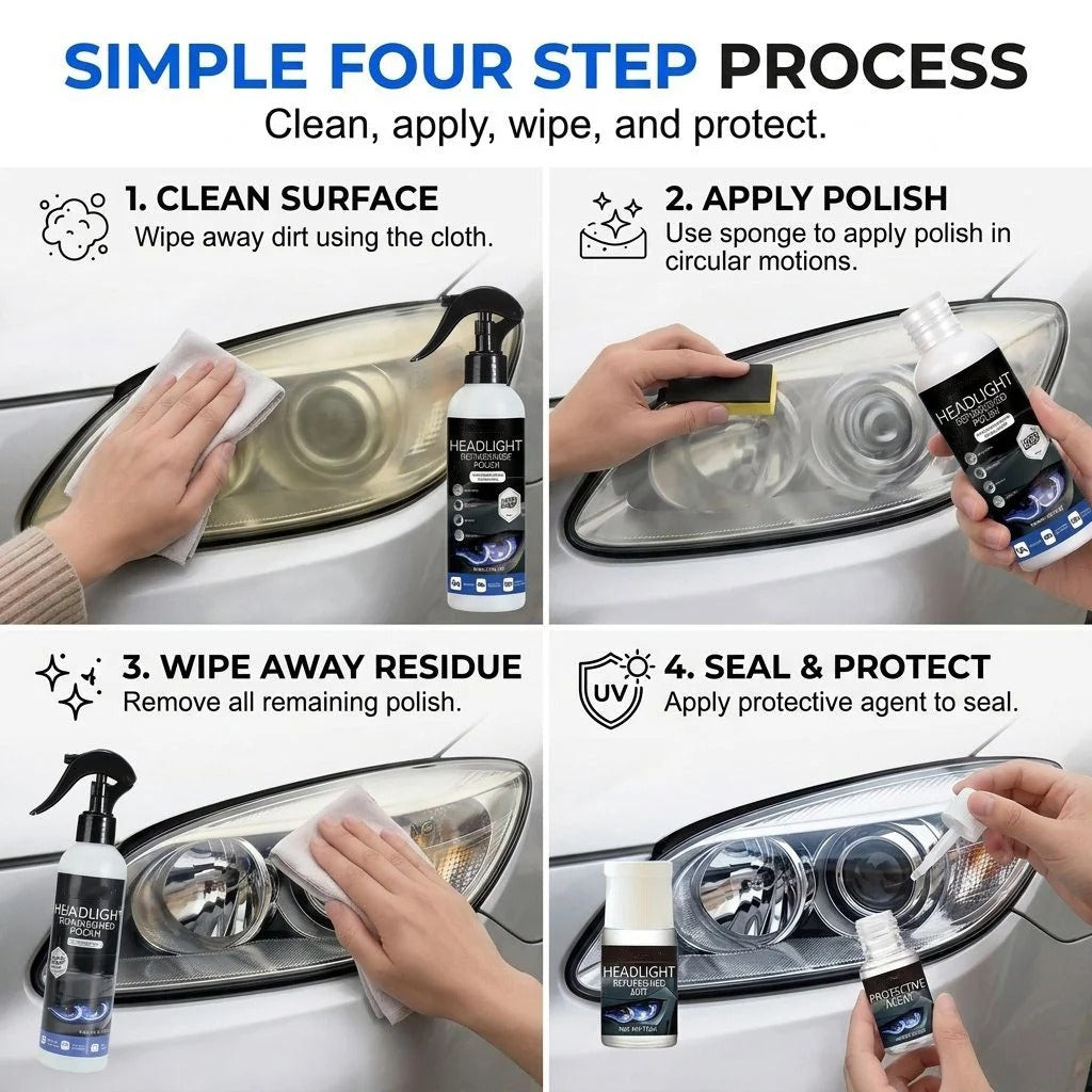 Headlight Restoration Polish – Removes Oxidation, Yellowing & Restores Headlight Clarity