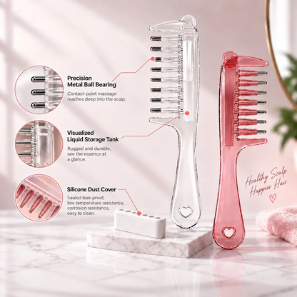 💧Refillable Scalp Oil Applicator Comb – Evenly applies serum to the roots.