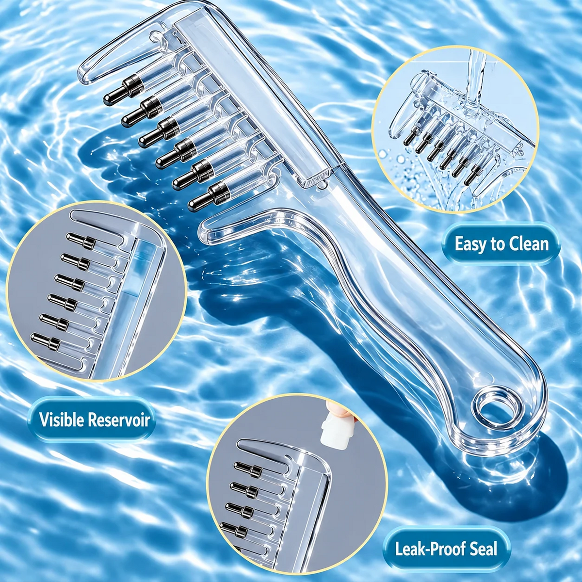 💧Refillable Scalp Oil Applicator Comb – Evenly applies serum to the roots.