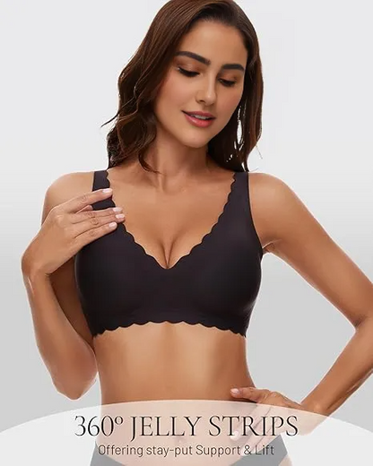 Deep V Seamless Scalloped Wireless Lift Bra