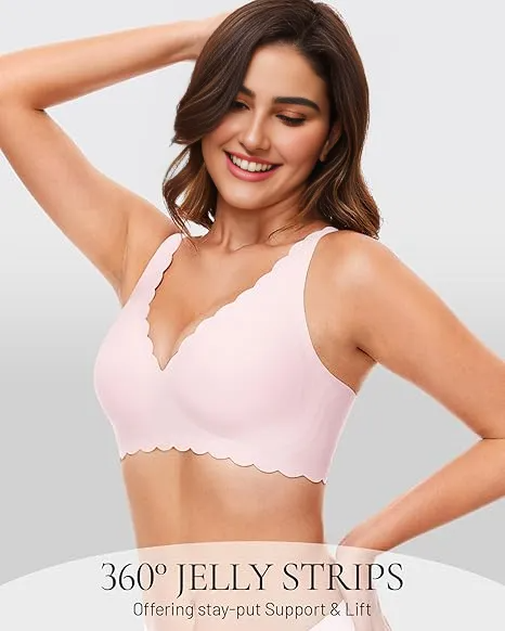 Deep V Seamless Scalloped Wireless Lift Bra
