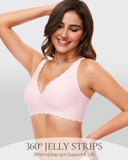 Deep V Seamless Scalloped Wireless Lift Bra