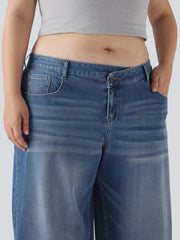 Asym Low-Rise Wide Leg Jeans