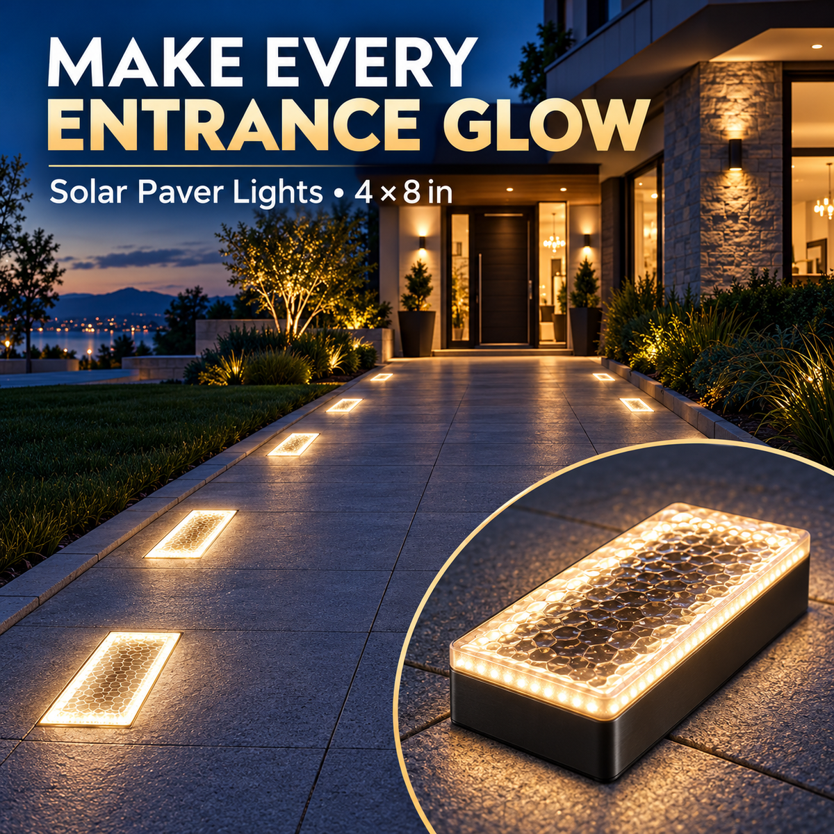 ✨ Solar Paver Lights 4×8 – Wireless Outdoor Pathway Lighting