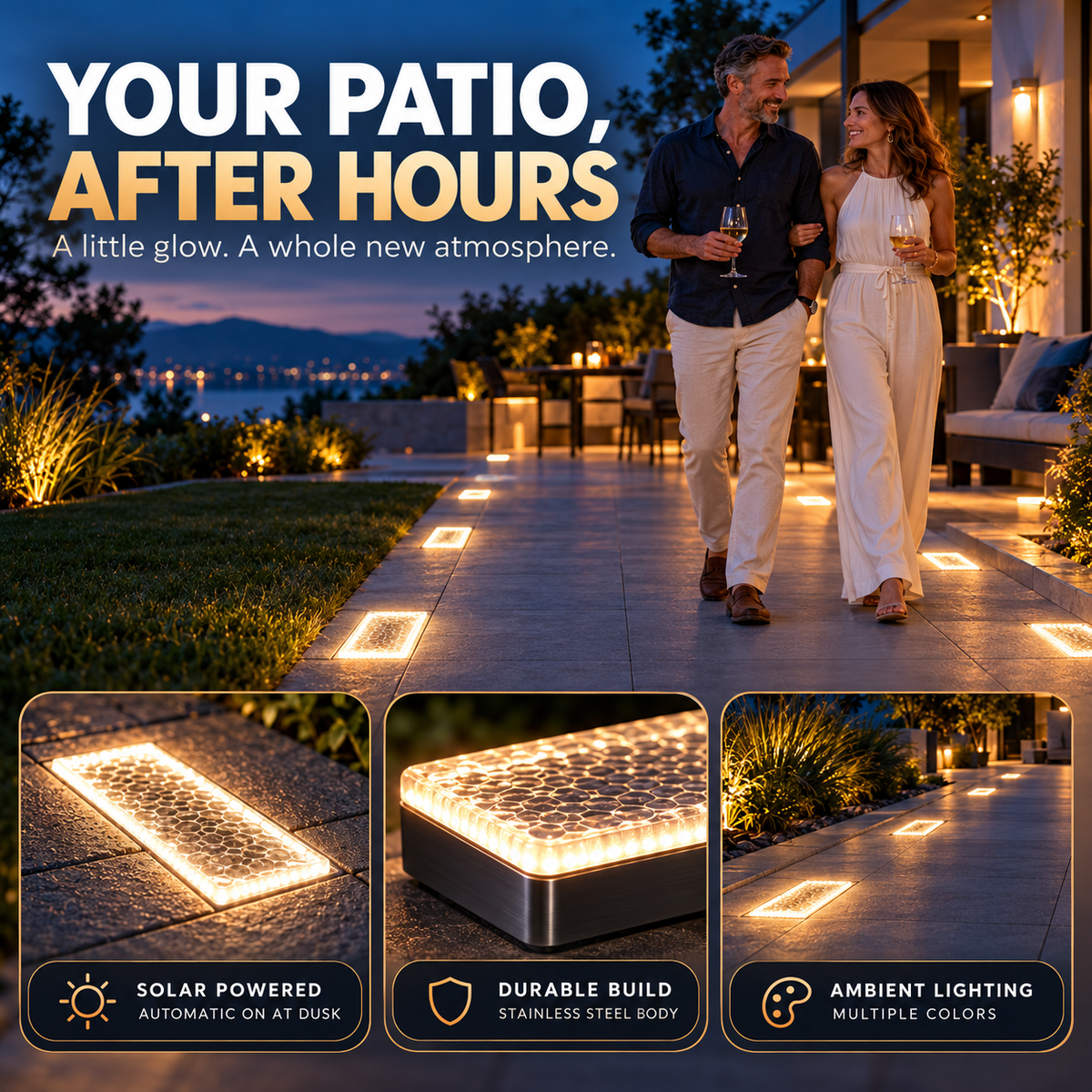 ✨ Solar Paver Lights 4×8 – Wireless Outdoor Pathway Lighting