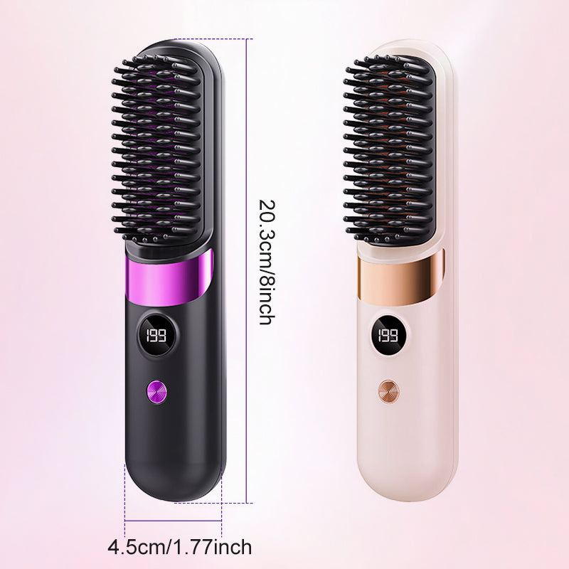 3‑in‑1 Cordless Hair Straightening Brush – Straighten, curl & detangle with 4 heat settings