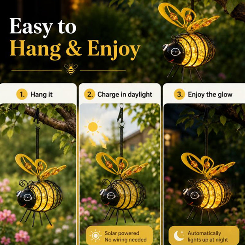 🔥50K+ SOLD! Solar-powered hanging bee lamp🌞🌜