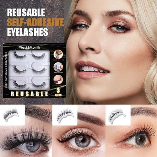 Reusable Self‑Adhesive False Eyelashes 3 Pairs