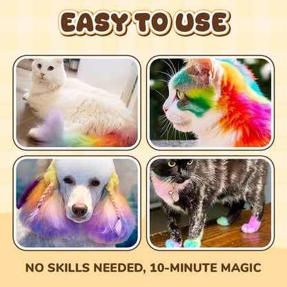 Non-Toxic Pet Hair Color Dye – Temporary, Washable, 12 Colors, for Dogs & Cats 🐶