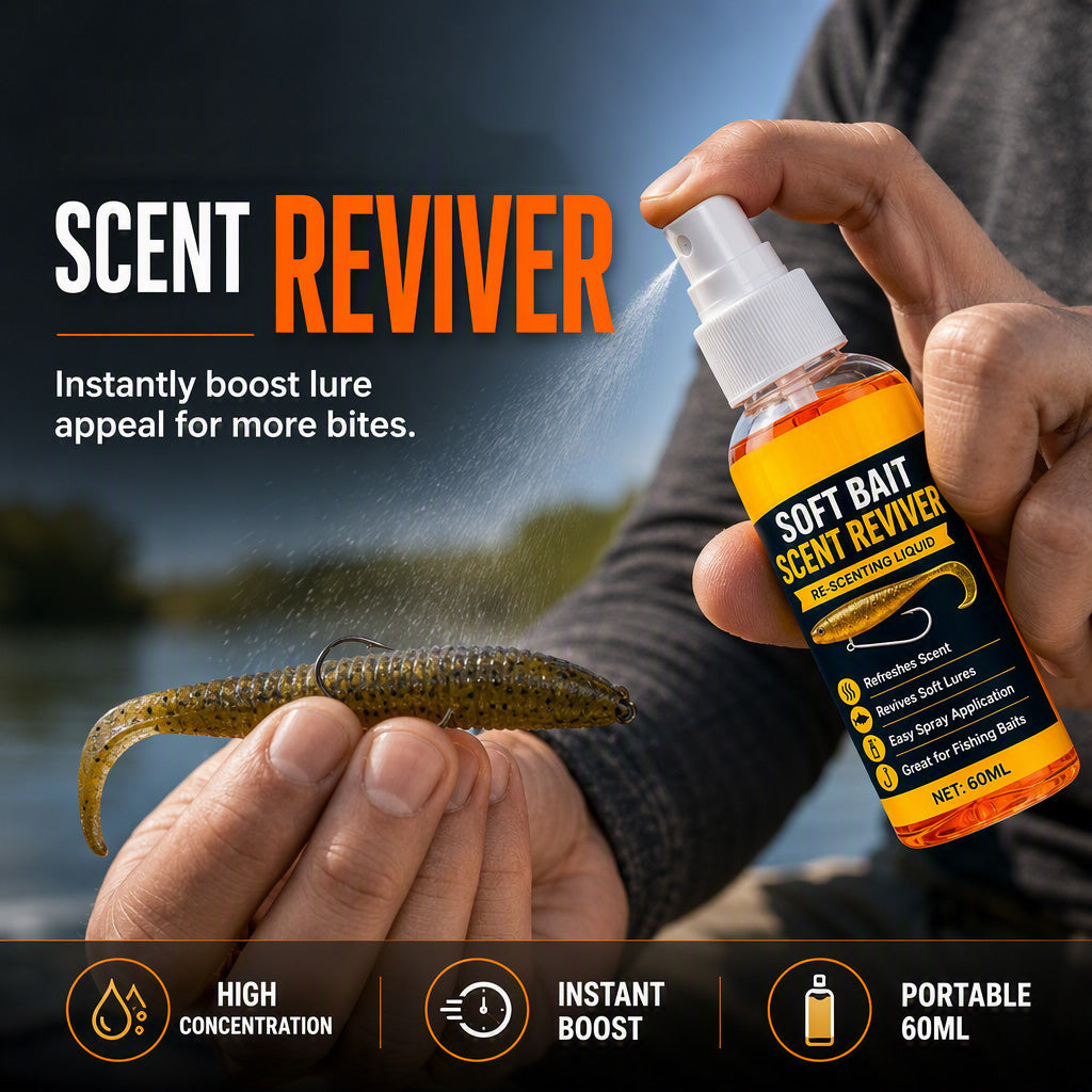 🎣Soft Bait Scent Booster Spray High‑Concentration Fishing Lure Scent Reviver, Portable Instant Attractant Spray for Fresh & Saltwater Soft Baits