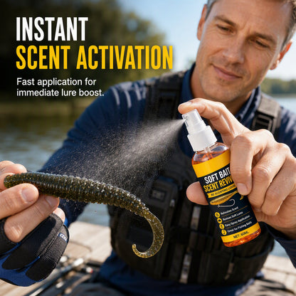 🎣Soft Bait Scent Booster Spray High‑Concentration Fishing Lure Scent Reviver, Portable Instant Attractant Spray for Fresh & Saltwater Soft Baits