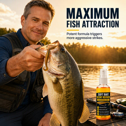 🎣Soft Bait Scent Booster Spray High‑Concentration Fishing Lure Scent Reviver, Portable Instant Attractant Spray for Fresh & Saltwater Soft Baits