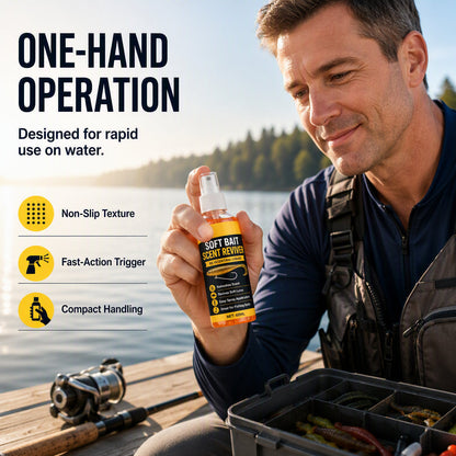 🎣Soft Bait Scent Booster Spray High‑Concentration Fishing Lure Scent Reviver, Portable Instant Attractant Spray for Fresh & Saltwater Soft Baits