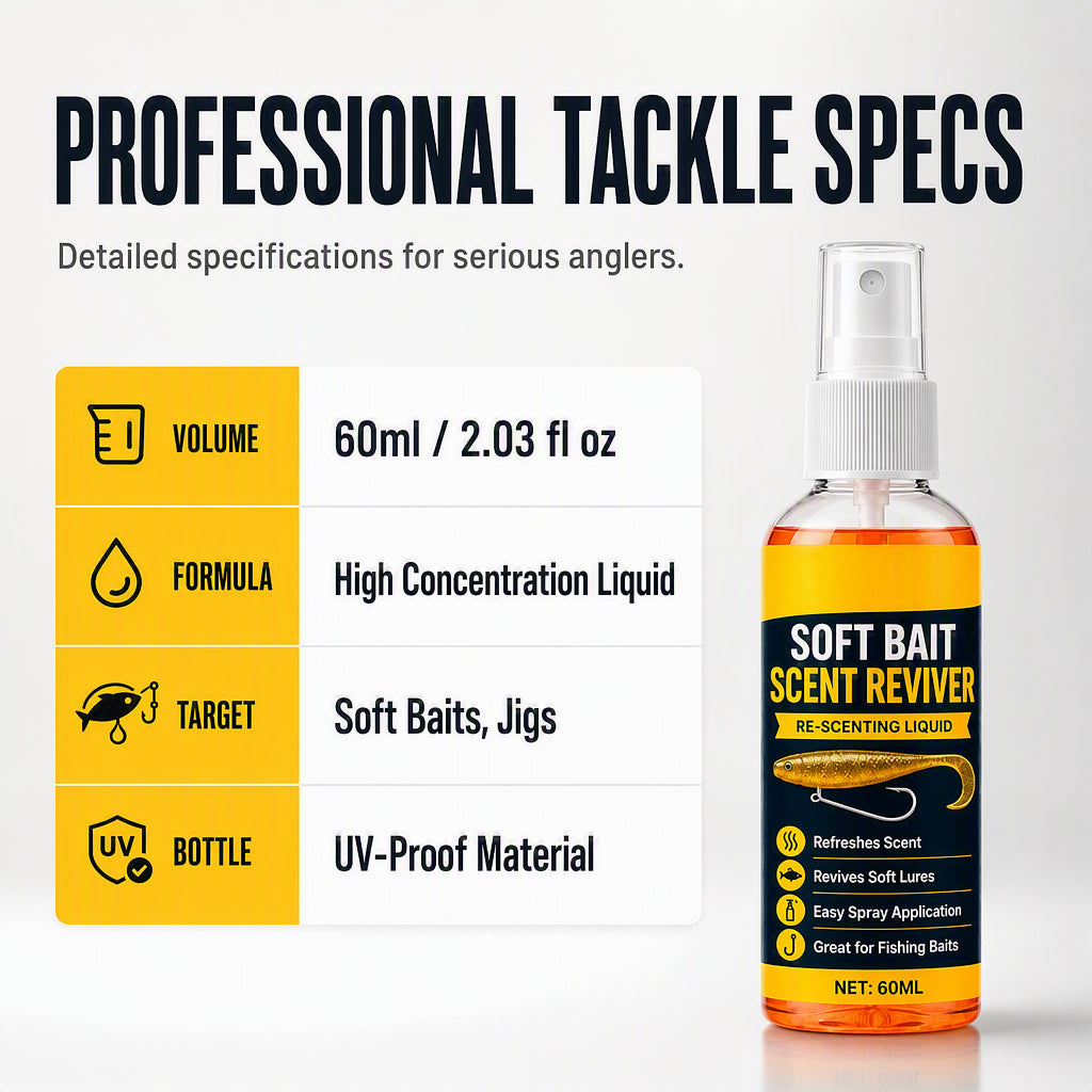 🎣Soft Bait Scent Booster Spray High‑Concentration Fishing Lure Scent Reviver, Portable Instant Attractant Spray for Fresh & Saltwater Soft Baits
