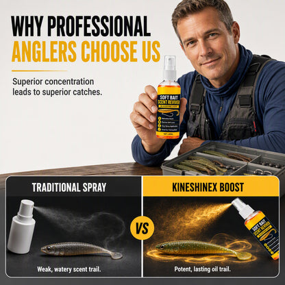 🎣Soft Bait Scent Booster Spray High‑Concentration Fishing Lure Scent Reviver, Portable Instant Attractant Spray for Fresh & Saltwater Soft Baits