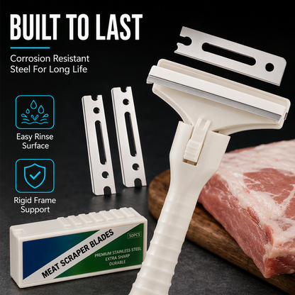 Stainless Steel Meat Scraper – Easy Fat & Fascia Removal Tool for Beef & Pork 🔪✨