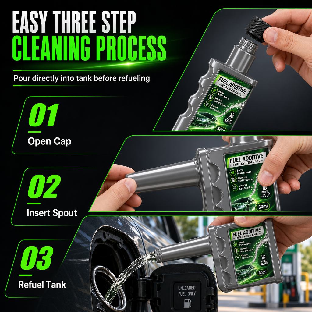 Three step gasoline fuel injector cleaner process