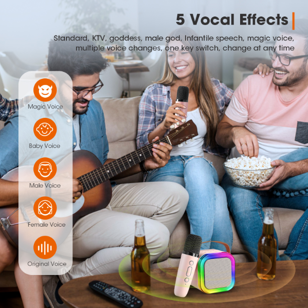 Mini Karaoke Machine for Kids with Wireless Microphones