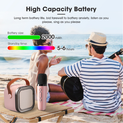 Mini Karaoke Machine for Kids with Wireless Microphones