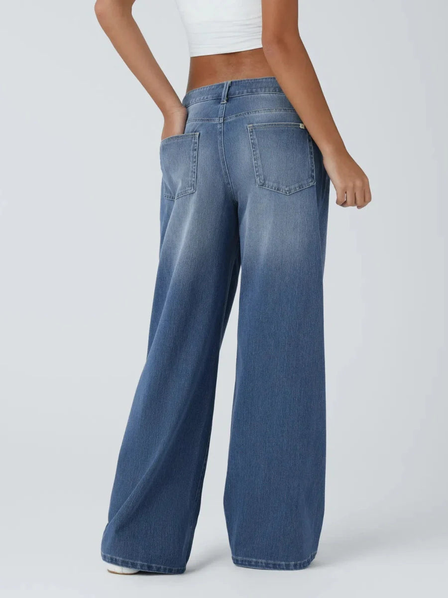 Asym Low-Rise Wide Leg Jeans